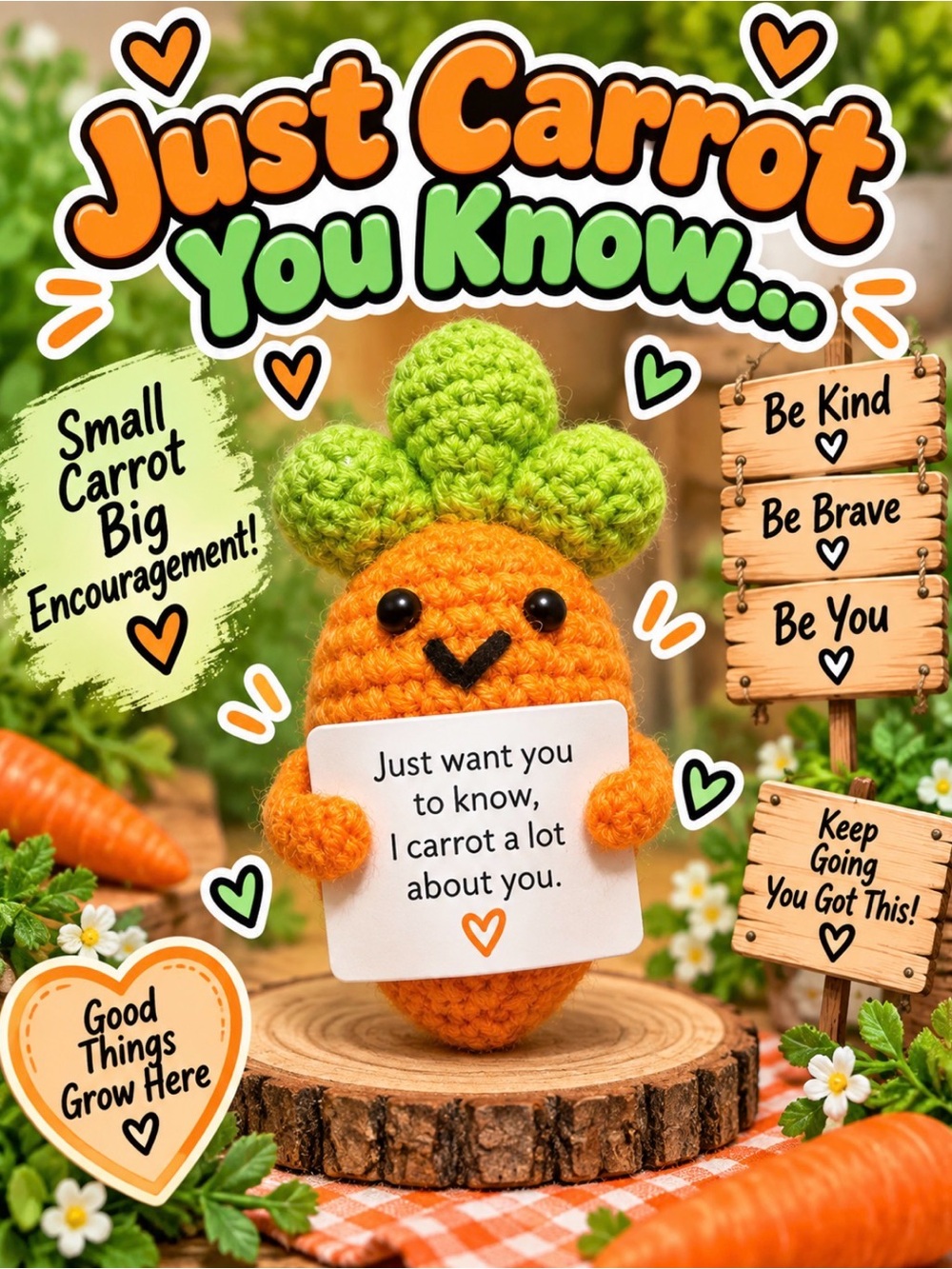 Crocheted Carrot Plush Toy - Green & Orange